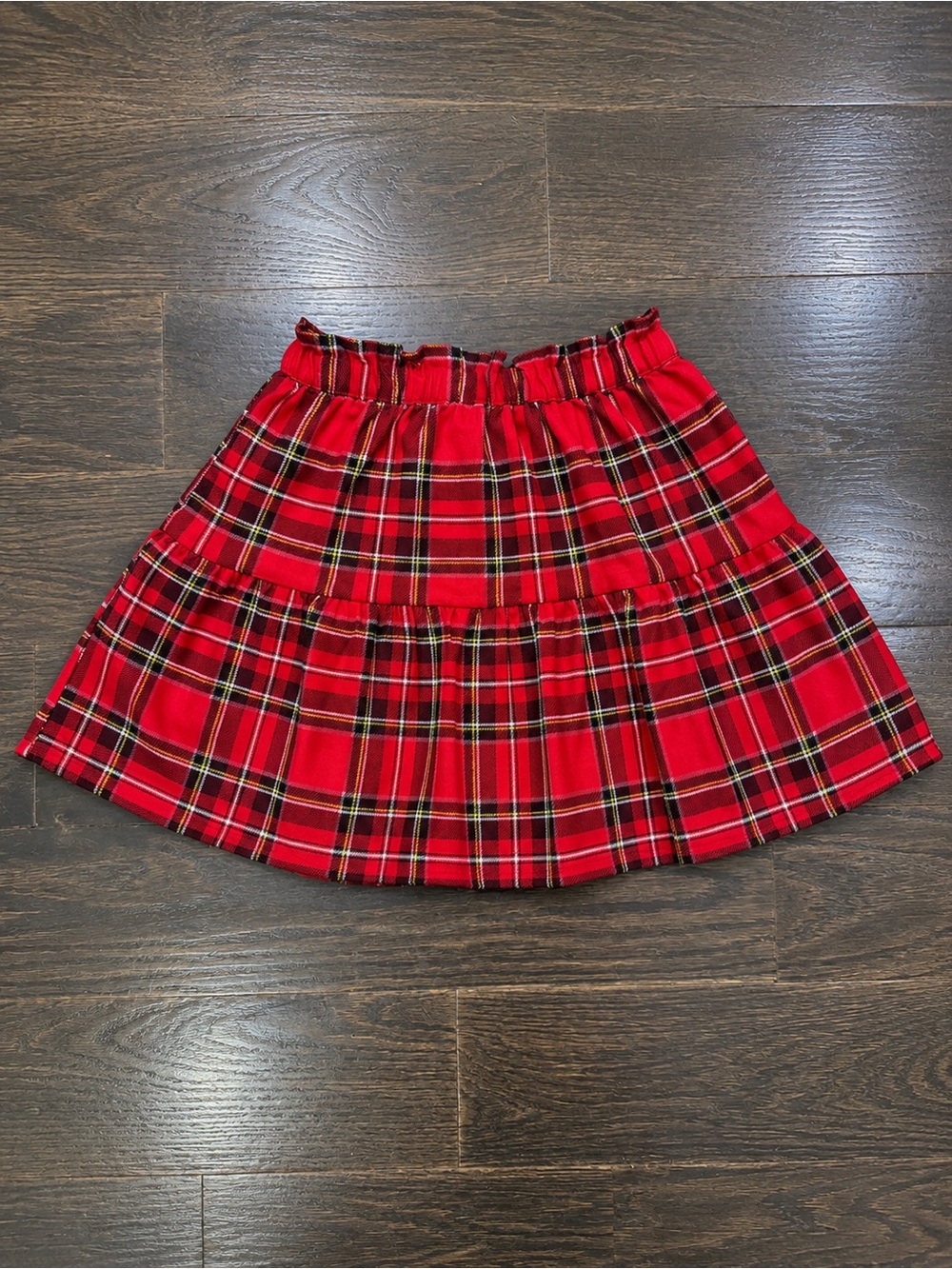 H&M Red Plaid Tiered Mini Skirt